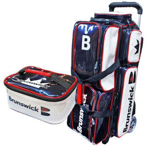 まー坊 Brunswick 3ボールバッグ 3Ballbag Brunswick Edge 3 Ball Triple Roller Bowling Bag Black + FREE